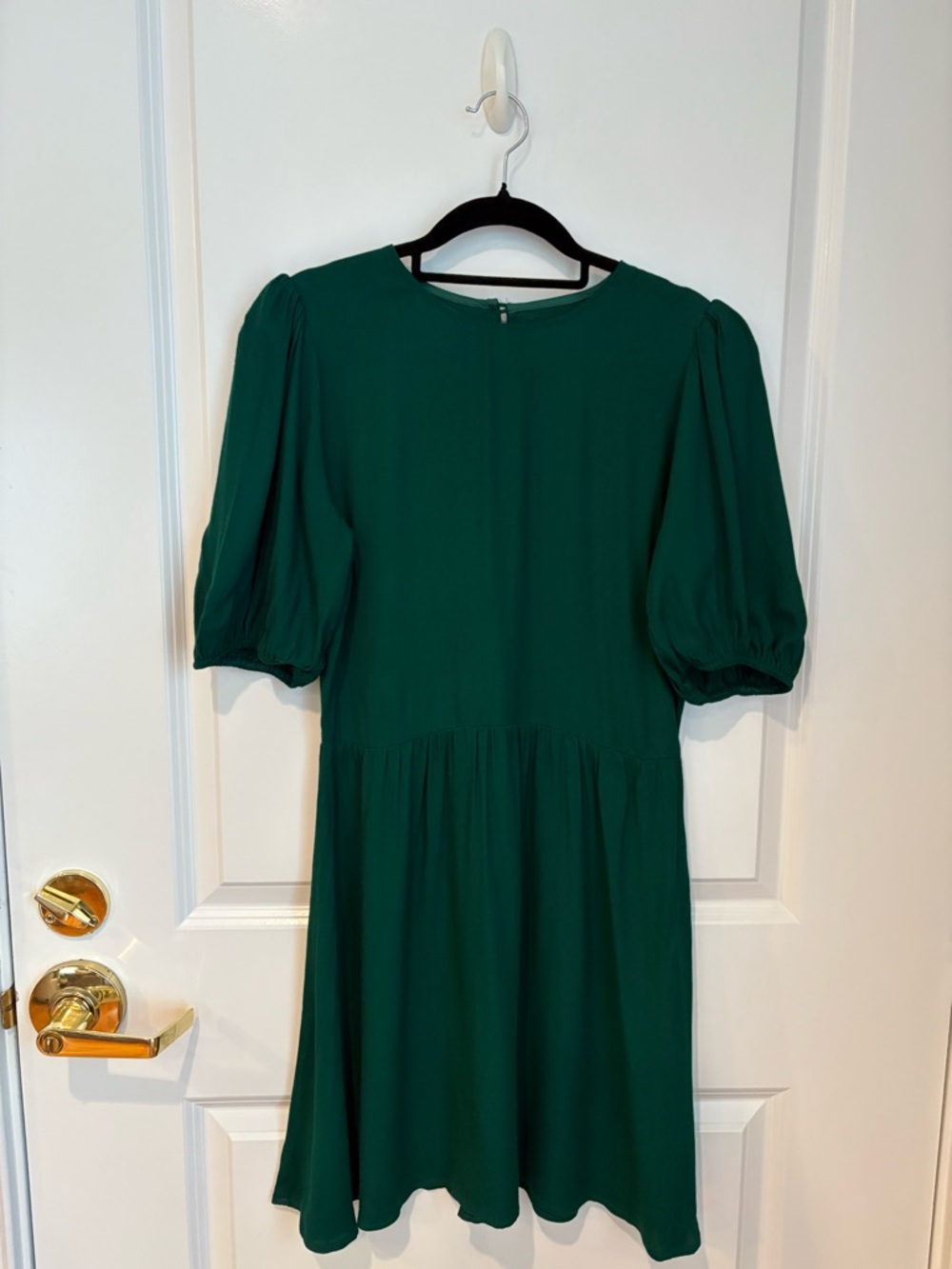 Reformation Emerald Green Puff-Sleeve Dress